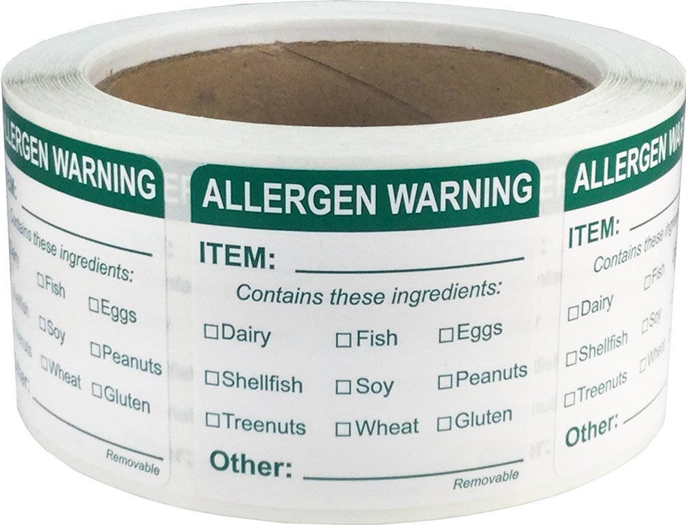 Removable Allergen Warning Labels General Food Rotation 2 Inch Square 500 Adhesive Stickers