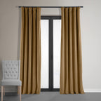 Hpd Half Price Drapes Signature Velvet Thermal Blackout Curtains For Living Room 84 Inch Long (1 Panel) Rod Pocket Insulated Blackout Curtains For Bedroom Window Curtains, 50W X 84L, Amber Gold