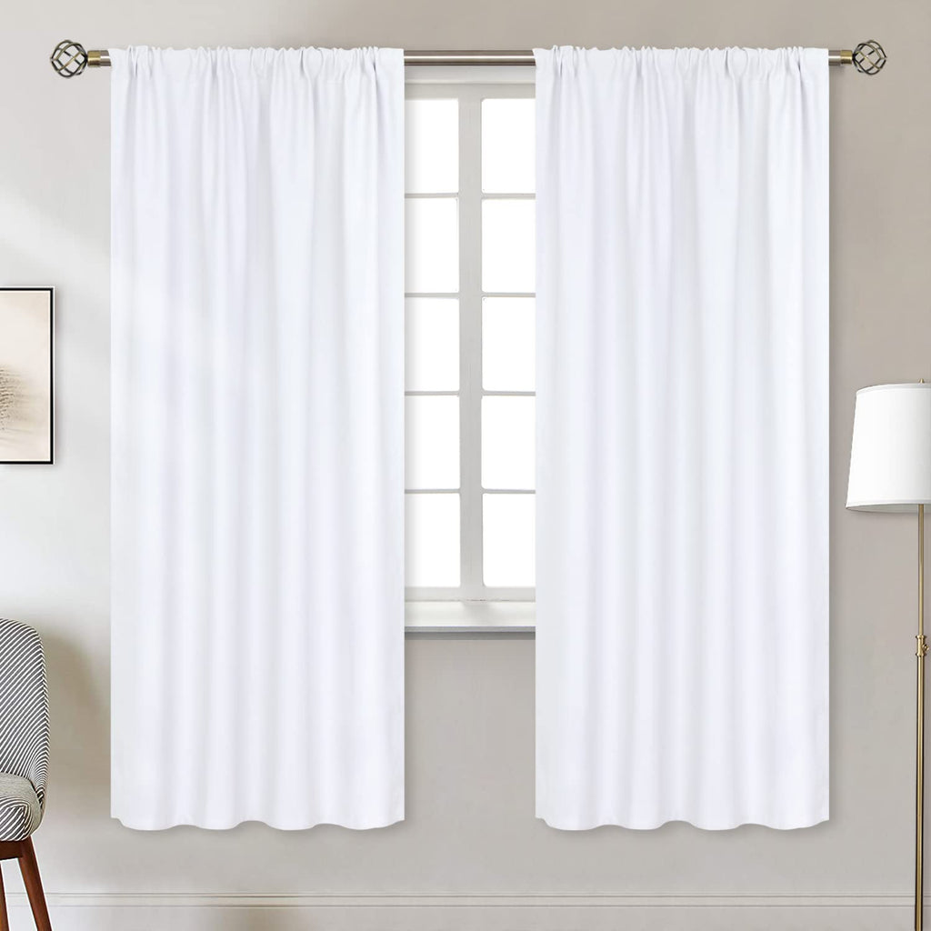 Bgment Rod Pocket White Curtains For Living Room - Thermal Insulated Window Treatment Curtains For Bedroom, 2 Panels, Pure White, 42 X 72 Inch