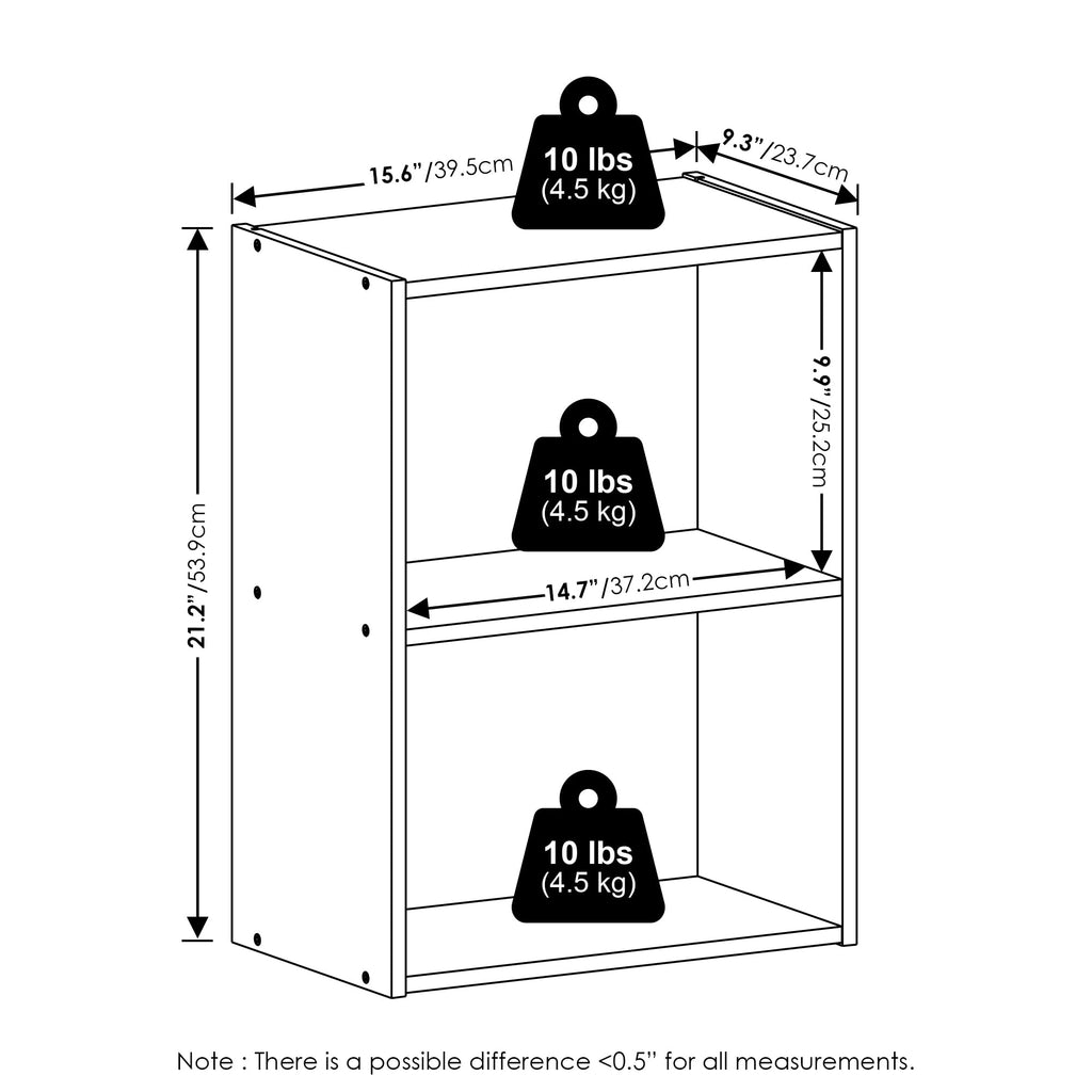 Furinno Luder 2-Tier Open Shelf Bookcase, Amber Pine