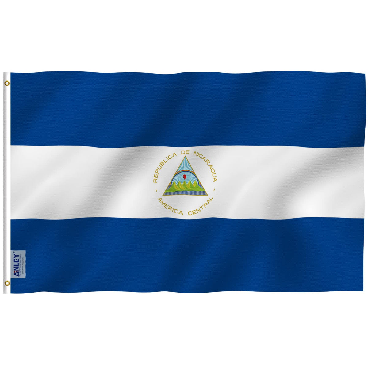 Anley Fly Breeze 3X5 Foot Nicaragua Flag - Vivid Color And Fade Proof - Canvas Header And Double Stitched - Nicaraguan National
