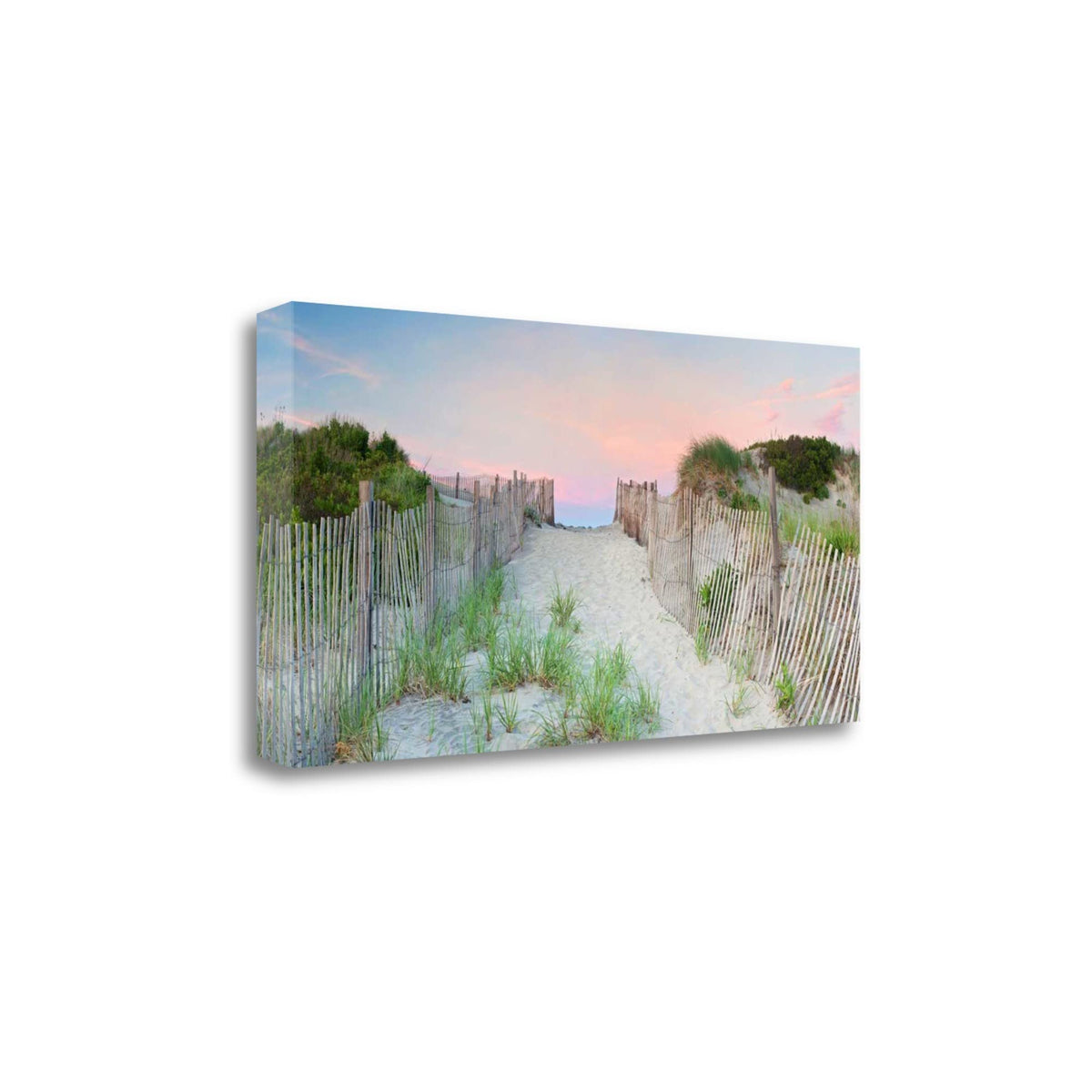 34' Beach Entrance with Pink Sunset 2 Giclee Wrap Canvas Wall Art