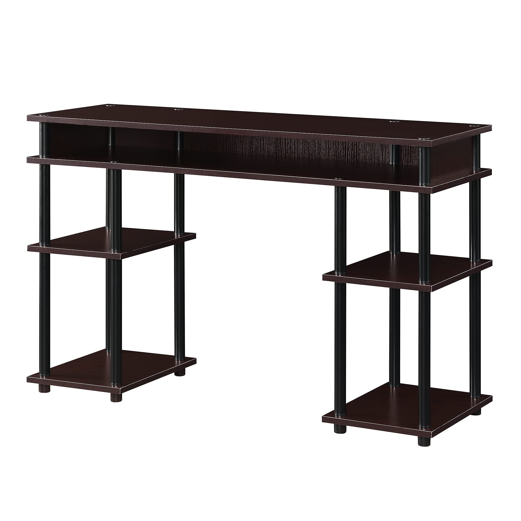 Convenience Concepts Designs2Go No-Tools Student Desk with Shelves in Espresso Wood Finish