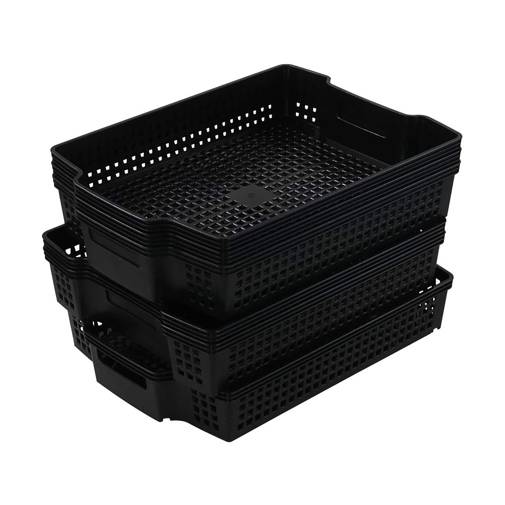 Qqbine Stackable Kitchen Office Desk File Basket Trays, Black, 6 Packs