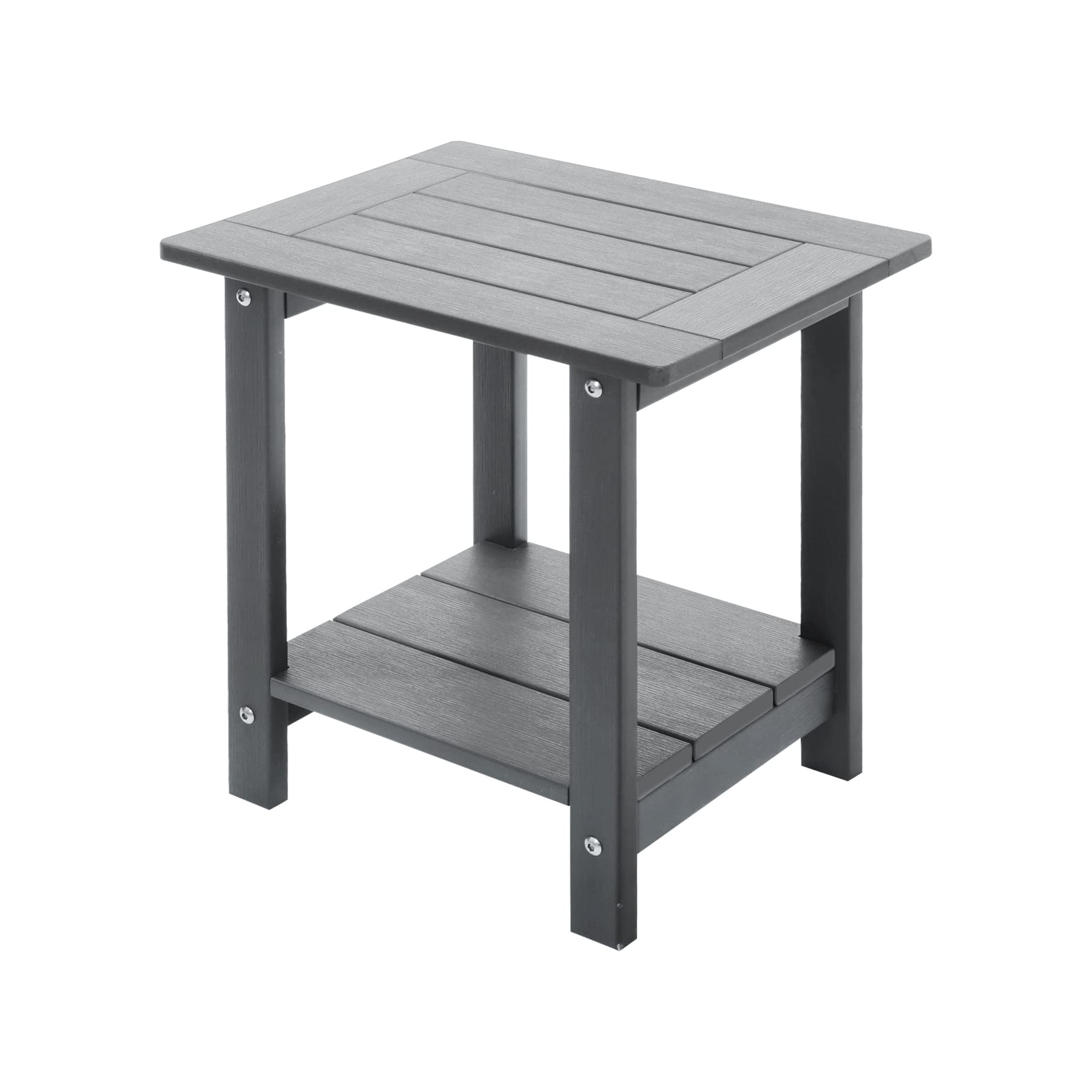 Meluvici Double Adirondack Outdoor Side Table Weather Resistant, Outdoor Rectangular Patio End Table For Adirondack Chair, Grey