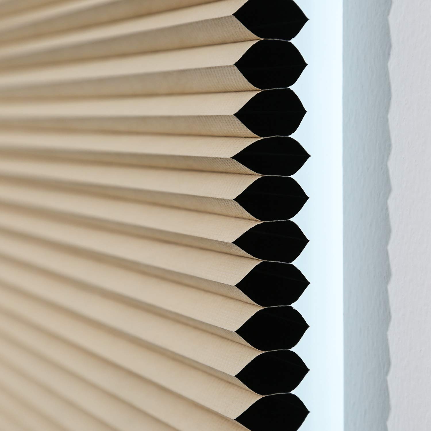 Cellular Shades Cordless Blackout Honeycomb Blinds Fabric Window Shades Ivory Beige(Blackout), 28'' W X 38'' H