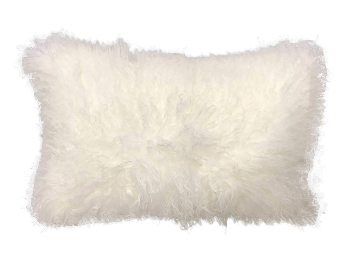 HomeRoots Genuine Tibetan Lamb Front with Microsuede Backing 17' Bright White Genuine Tibetan Lamb Fur Pillow with Microsuede Backing