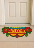 Dream Decore Handmade Rangoli mat 2x2foot Multicolour Welcome Design Washable