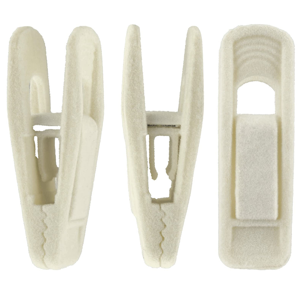 Corodo Velvet Hangers Clips, 20 Pack Ivory Pants Hanger Velvet Clips, Strong Hanger Clips Perfect for Thin Felt Hangers