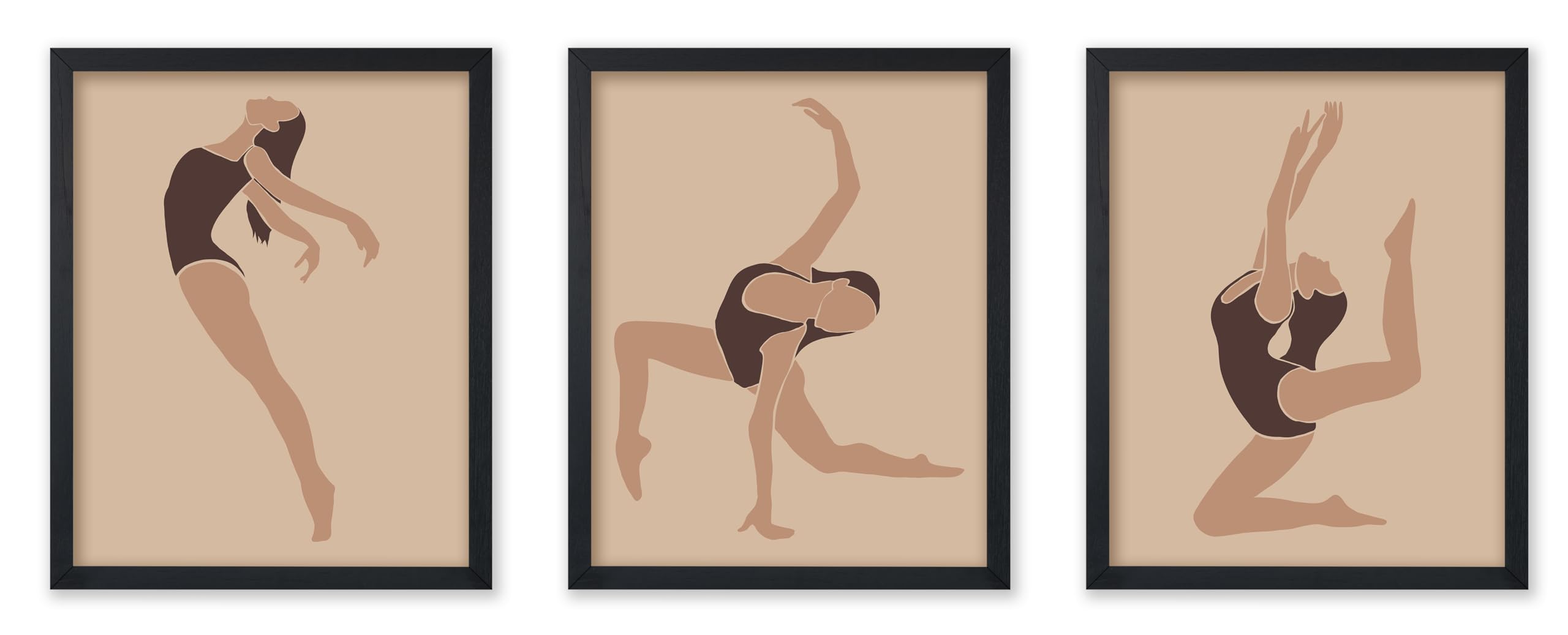 Poster Master 3-Piece Dancing Woman Poster - Retro Faceless Print - Silhouette Art - Girly Art - Line Art - Chic Boho Art - Abst