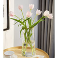 FUNSOBA Clear Glass Flower Vase with Gold Mouth for Centerpieces Home Wedding Decoration (1, Large 5.2 x 9.9)