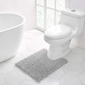 Walensee Bathroom Contour Rug Non Slip Toilet U Shaped Bath Mat (20x24, Light Grey) Water Absorbent Super Soft Shaggy Chenille M