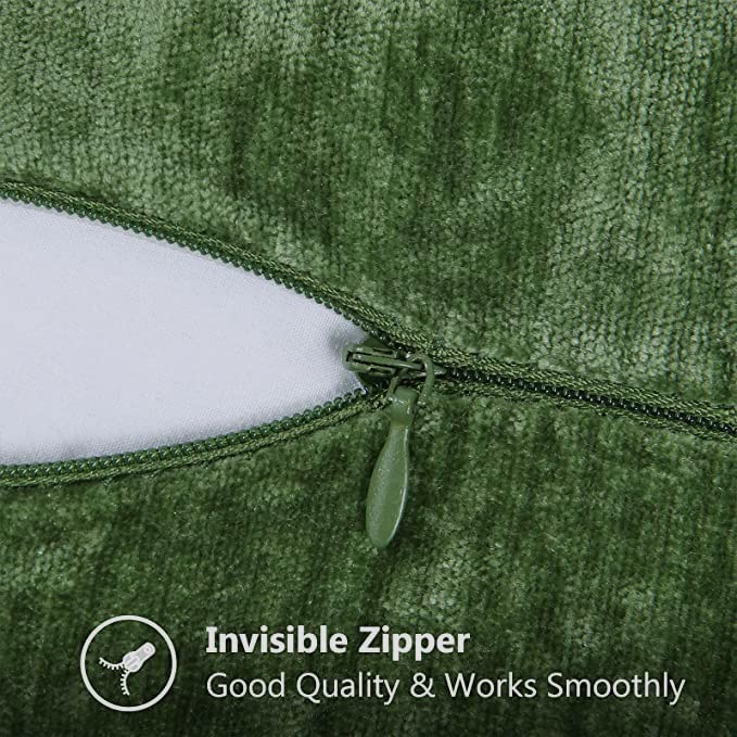 Decoruhome Chenille Soft Throw Pillow Covers 18X18 Set Of 2, Farmhouse Velvet Pillow Covers, Decorative Square Pillow Covers With Stitched Edge For Couch Sofa Bed, Forest Elf