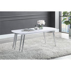 Acme Patina Wood Coffee Table with Pull-Out Top in White and Chrome