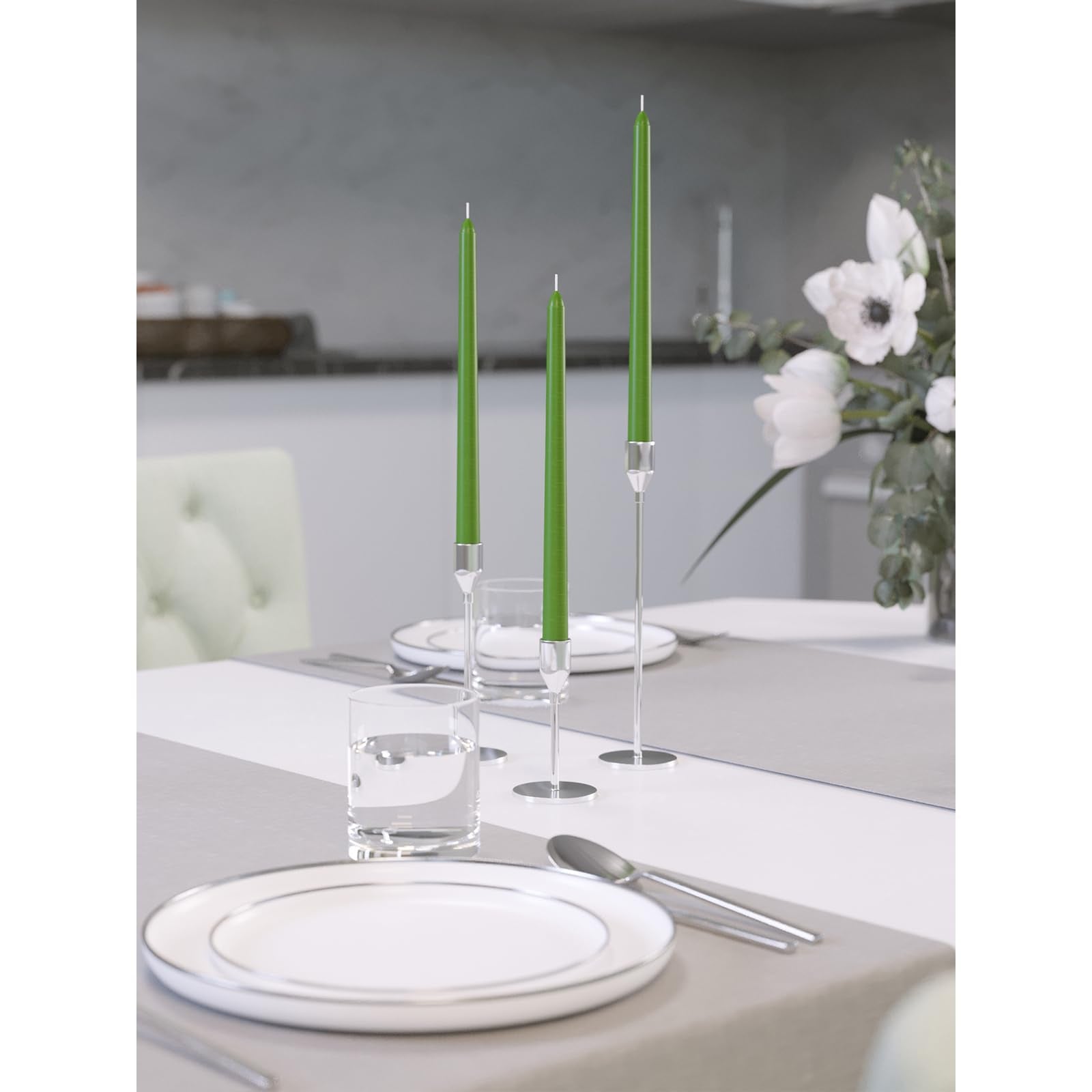 Candwax 12 Inch Taper Candles Set Of 12 - Dripless And Smokeless Candle Unscented - Slow Burning Candle Sticks Perfect As Dinner