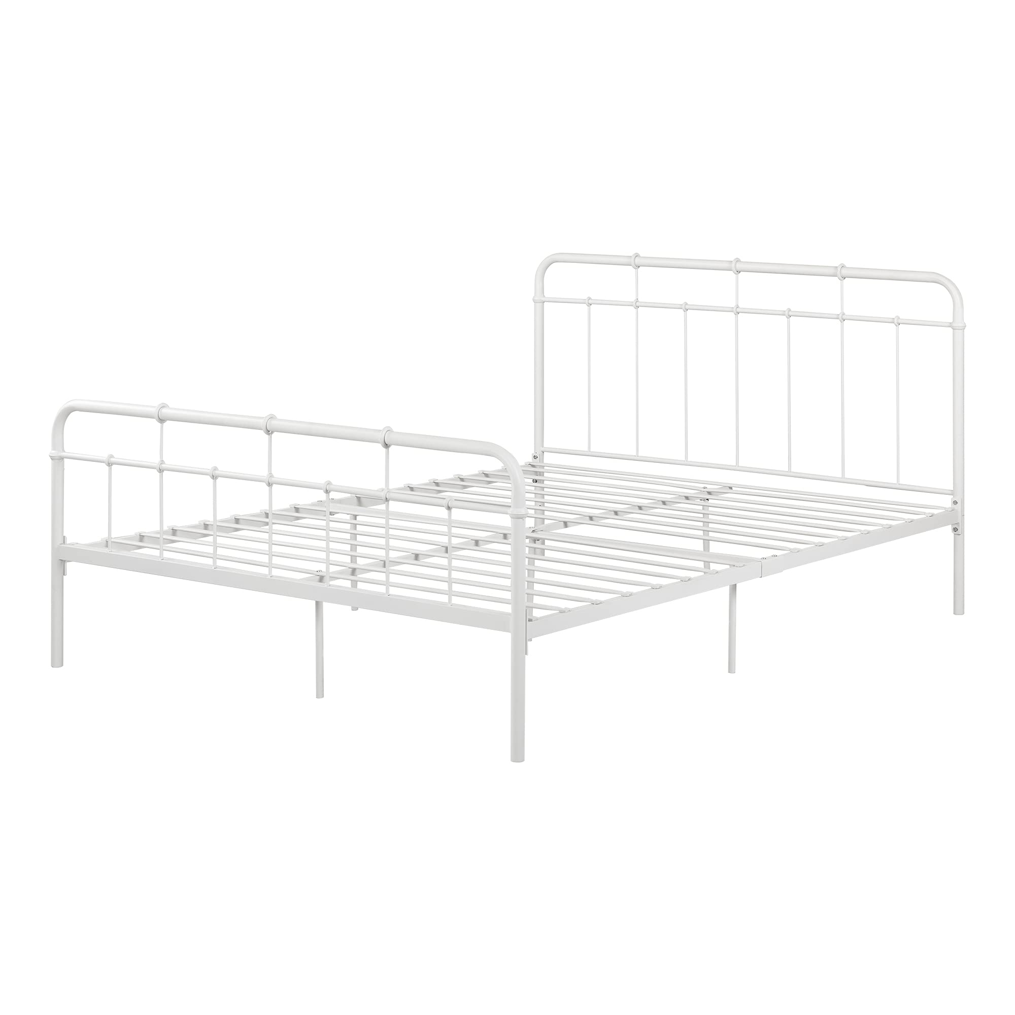 South Shore Versa Metal Platform Bed Pure White, Traditional