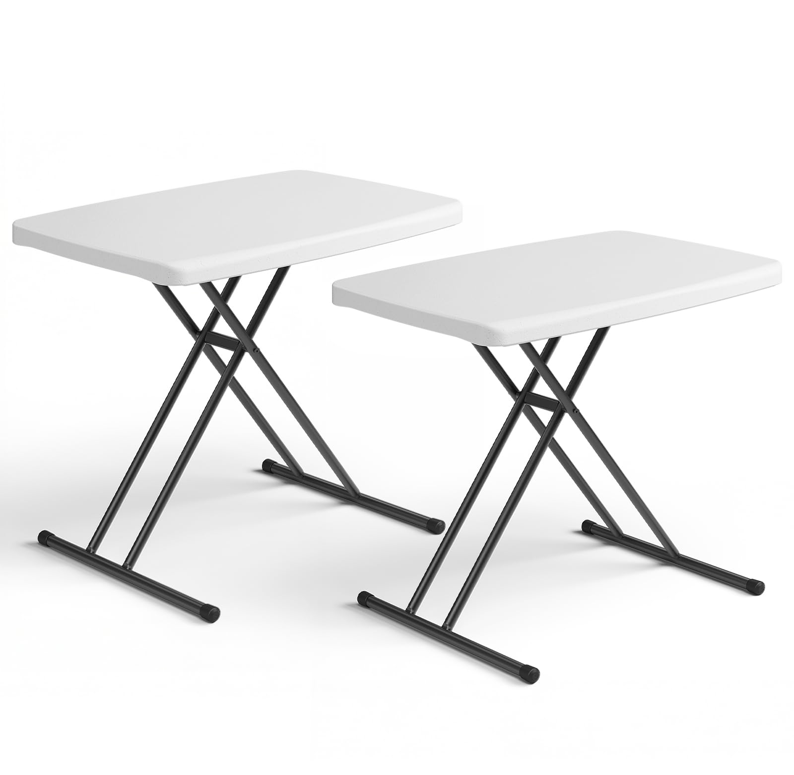 Folding Table- Small Desk Adjustable Height TV Tray for Laptop, Couch, Camping - Heavy Duty Utility Foldable Table for Small Spa