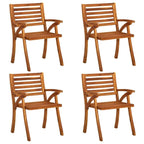 vidaXL 4X Solid Acacia Wood Patio Chairs with Cushions Garden Outdoor Balcony Backyard Terrace Dining Dinner Lounge Seating Home Furniture
