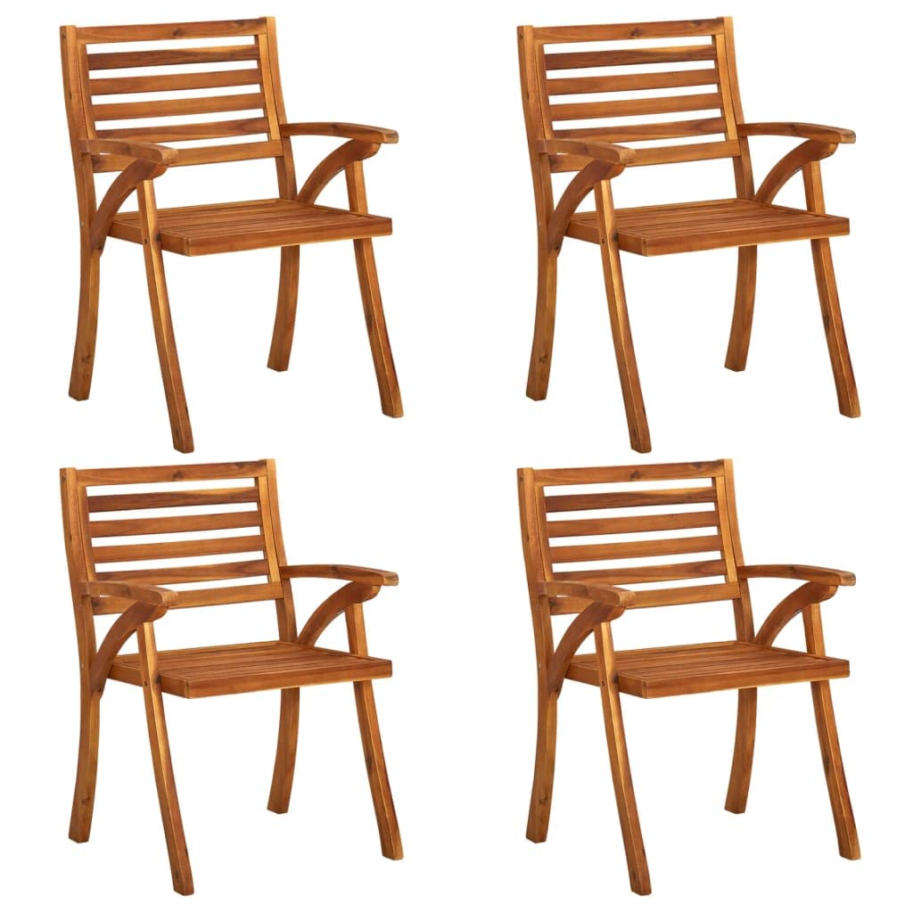 vidaXL 4X Solid Acacia Wood Patio Chairs with Cushions Garden Outdoor Balcony Backyard Terrace Dining Dinner Lounge Seating Home Furniture