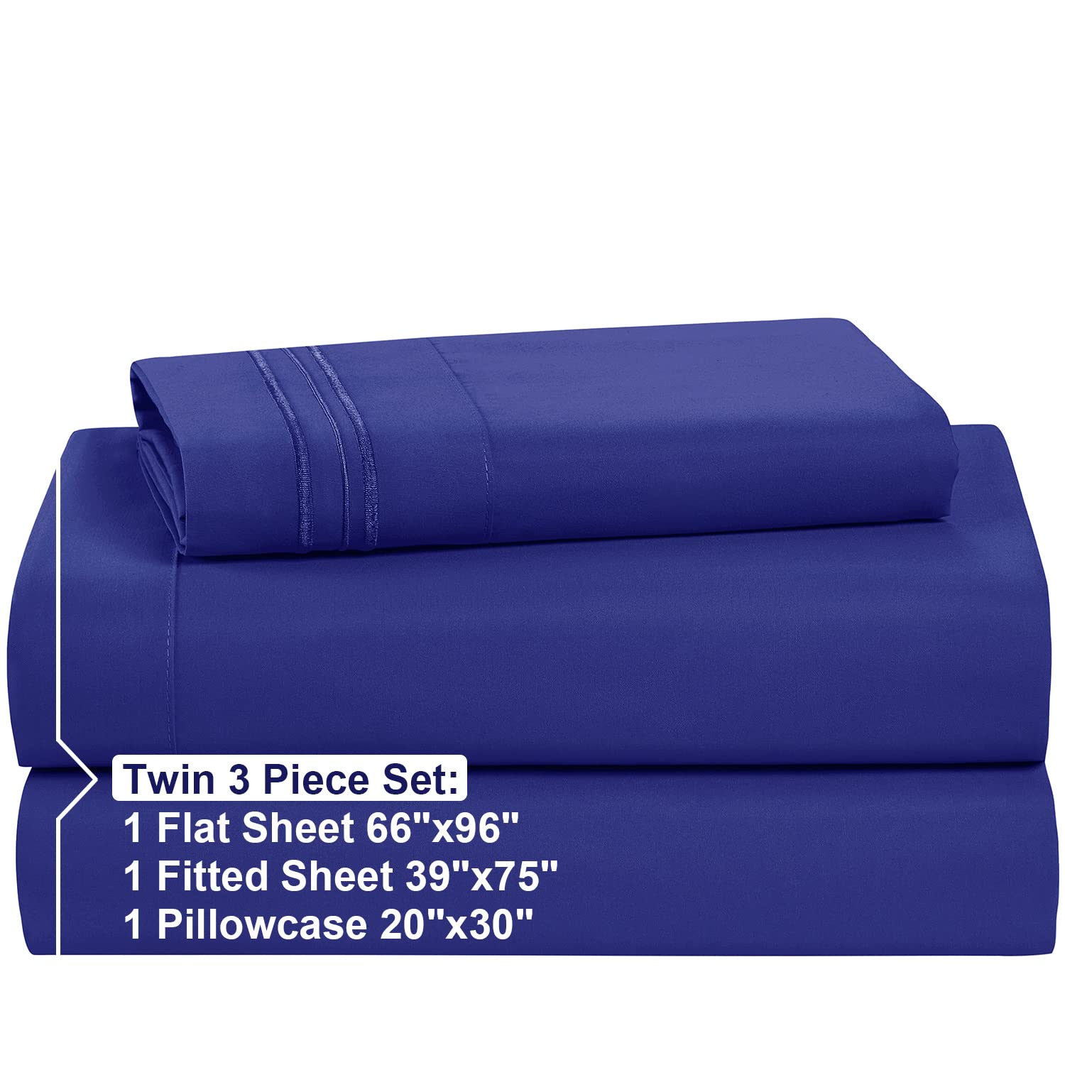 Nestl Twin Sheets Set - 3 Piece Twin Bed Sheets, Deep Pocket, Hotel Luxury, Extra Soft, Breathable And Cooling, Royal Blue Sheets For Twin Size Mattresses