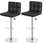 Bestoffice Bar Stools Set Of 2, Adjustable Swivel Bar Stools, Counter Height Bar Stools With Back Pu Leather Armless Hydraulic Kitchen Counter Bar Stool (Black)