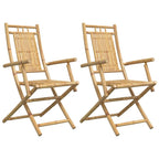 vidaXL Bamboo Folding Patio Chairs - Outdoor Garden Deck Seating, 2 PCS, Brown, 20.9 x 26 x 39”, Water-Resistant, Foldable