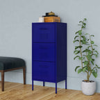 vidaXL Navy Blue Storage Cabinet - 16.7"x13.8"x40" - Steel Material - Extendable Drawers - Industrial Style - Adjustable Levellers