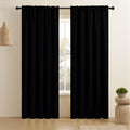 CUCRAF Black Blackout Curtains 84 inch Length 2 Panels Set, Rod Pocket Room Darkening Drapes for Bedroom Living Room, Insulated 