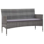 vidaXL Outdoor 3-Seater Patio Sofa - Gray Poly Rattan Durable Garden Furniture with Comfortable Cushions and Easy Maintenance