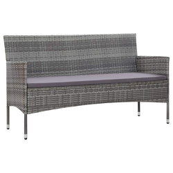 vidaXL Outdoor 3-Seater Patio Sofa - Gray Poly Rattan Durable Garden Furniture with Comfortable Cushions and Easy Maintenance