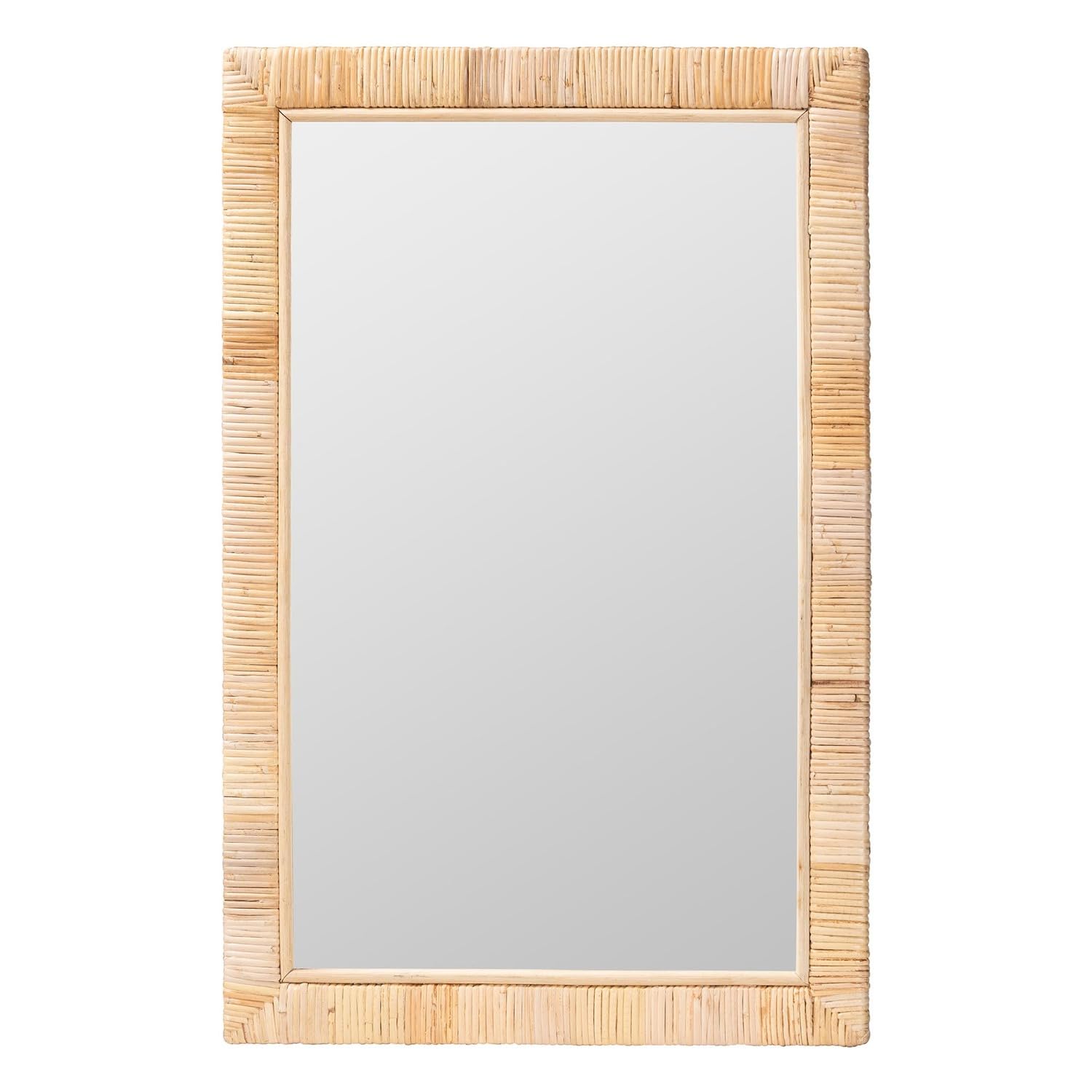 Bali & Pari Lankston Bohemian Natural Rattan Rectangle Accent Wall Mirror