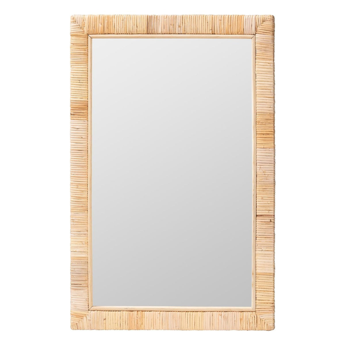 Bali & Pari Lankston Bohemian Natural Rattan Rectangle Accent Wall Mirror