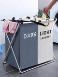Maxxlite Laundry Basket 2 Section Folding Hamper Washing Storage Basket Bag,Waterproof & Aluminum XFrame,Cloth Organizer Durabl