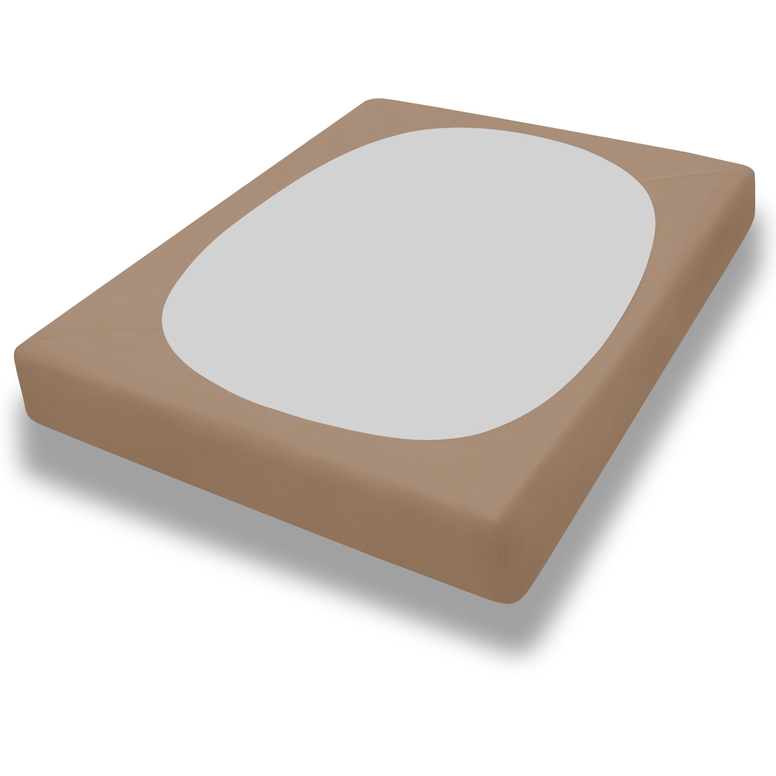 Purefit Stretchy Box Spring Cover Twin - Elastic Fitted Box Spring Wrap Around 4 Sides, Wrinkle & Fading Resistant Fits Twin Size Beds, Camel