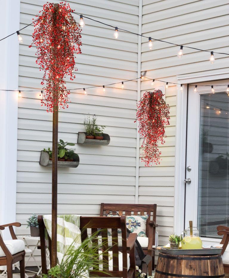 Recutms Artificial Hanging Fern Lighted With 30 Led Fake Hanging Ivy Vines Plastic Faux Greenery Plants For Home Wall Bedroom Ga