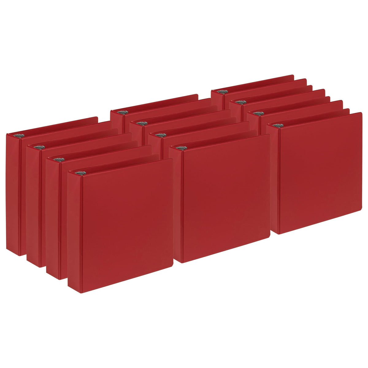 Samsill 2 Inch Document Storage Binder, Made In Usa, Fsc 100% Recycled Chipboard, Round Ring, 3 Ring Binder, 12 Pack, Red