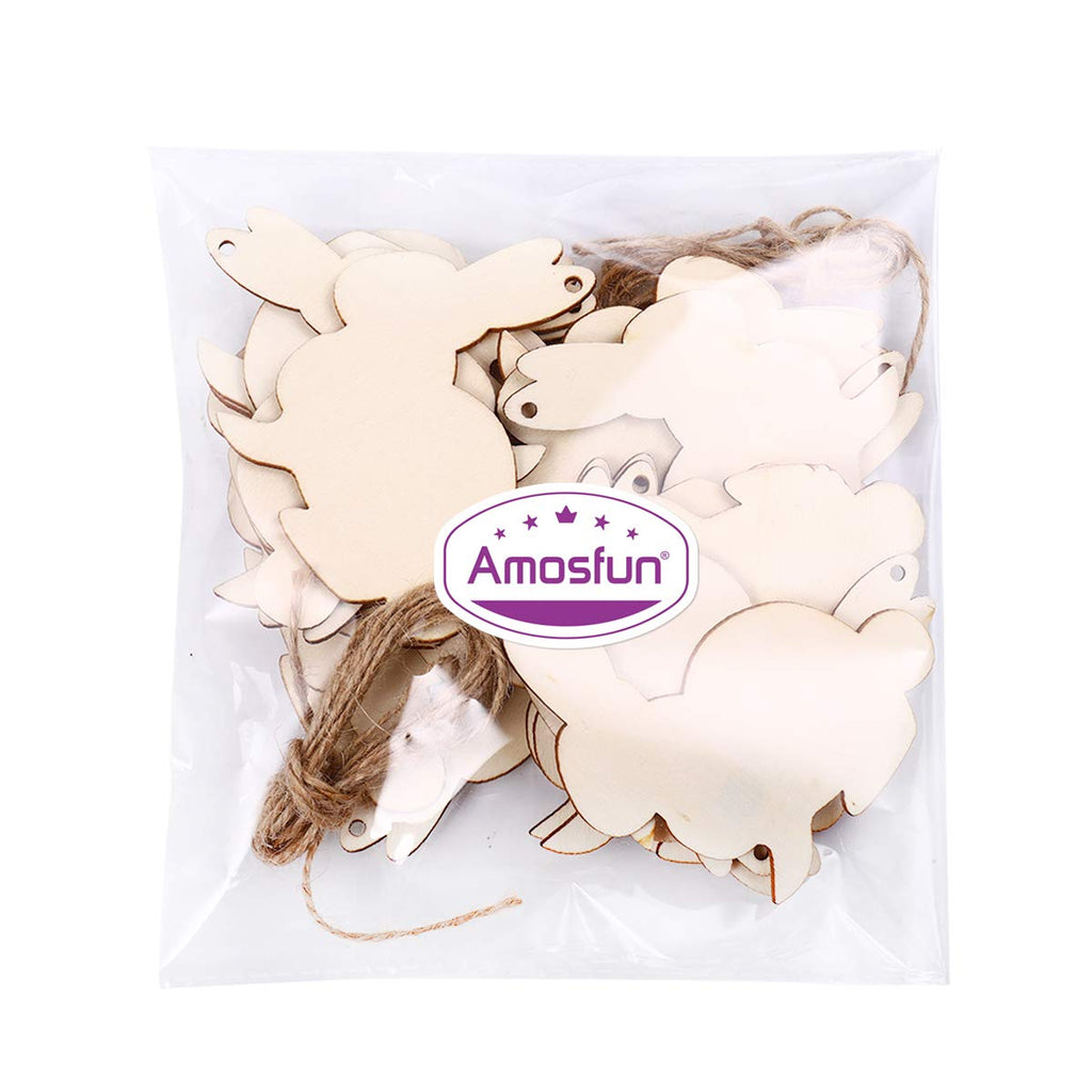 Amosfun Bunny Wooden Slices Easter Party Decorations Unfinished Wood Crafts Cutouts Wooden Easter Rabbit Party Decoration Easter