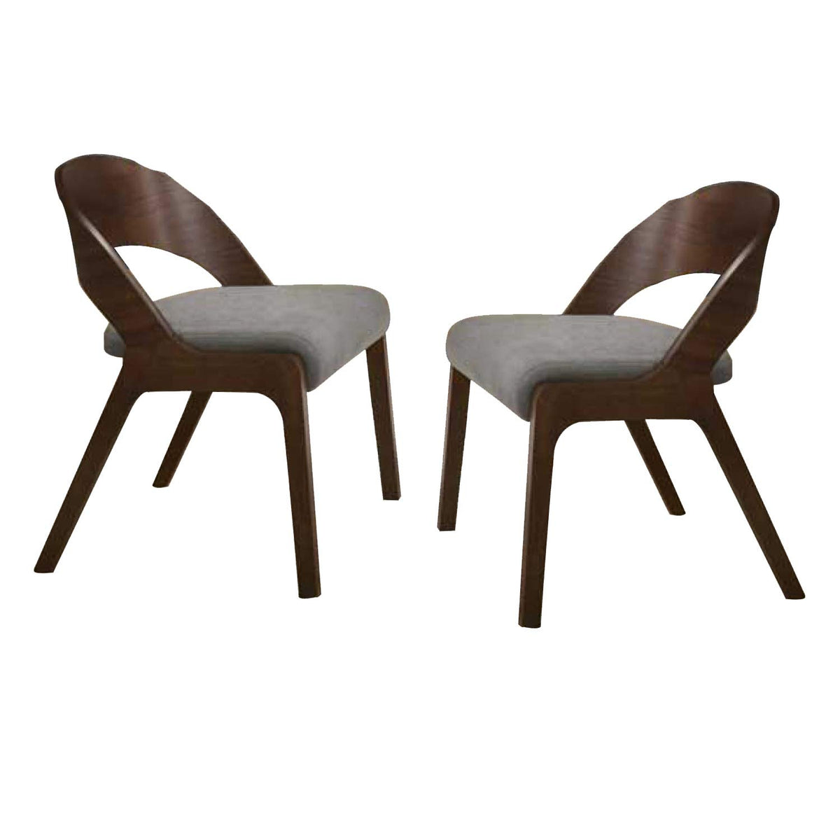 Benjara Wooden Dining Chair With Open Curved Back Design, Set Of 2, Walnut Brown