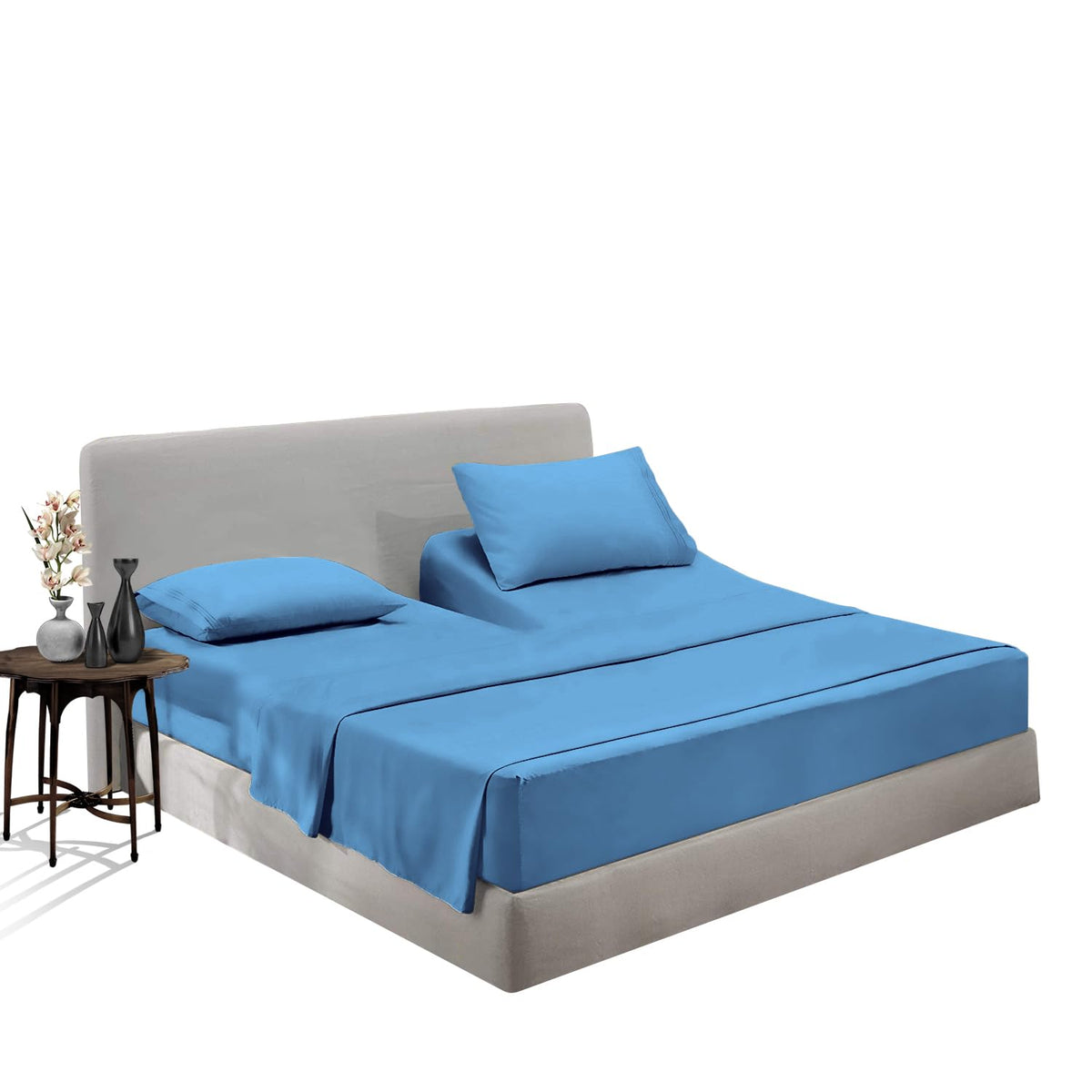 Sgi Bedding 34' Queen Split Top Flex Head Sheet 100% Egyptian Cotton Sheet Set - 600 Thread Count Flex Top Sheet For Adjustable