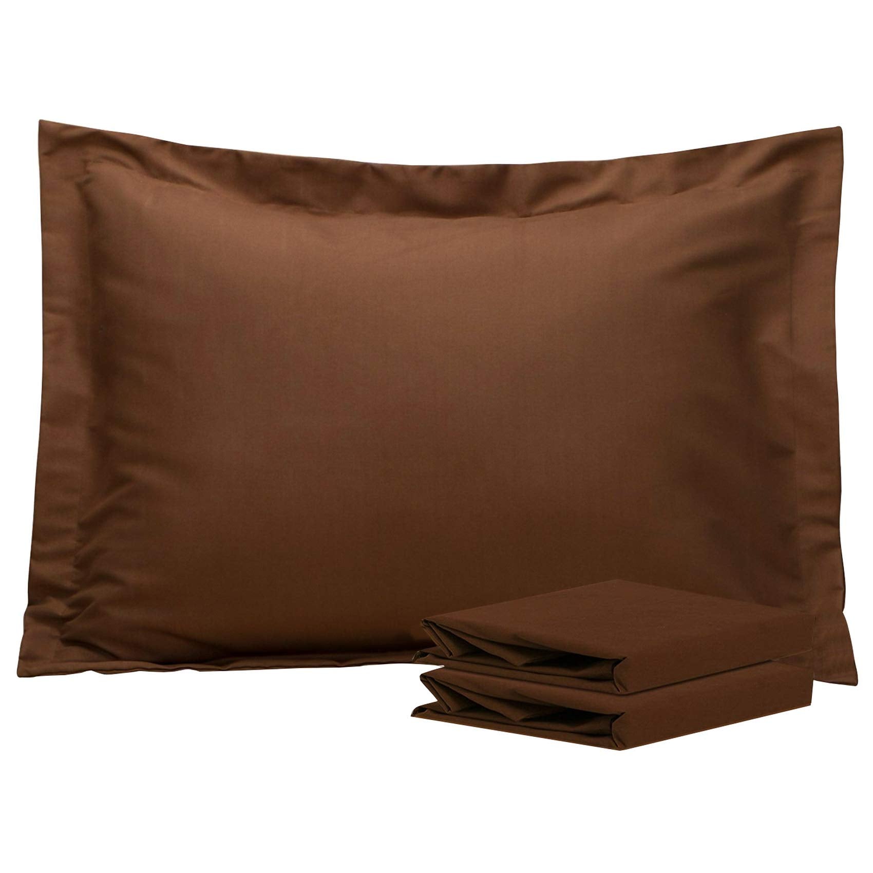 Ntbay 100% Brushed Microfiber Queen Pillow Shams Set Of 2, Super Soft And Cozy, Wrinkle, Fade, Stain Resistant 20X30 Inches Oxford Pillowcases, Brown