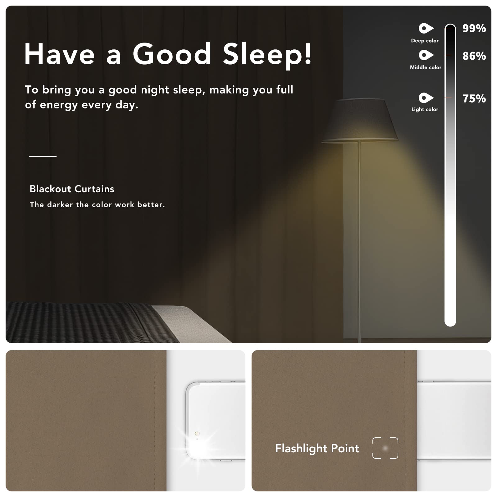 Easy-Going Rod Pocket Blackout Curtains For Bedroom, Room Darkening Window Curtains For Living Room, Thermal Insulated Noise Reduction Solid Window Drapes, 2 Panels(34X54 In, Camel)