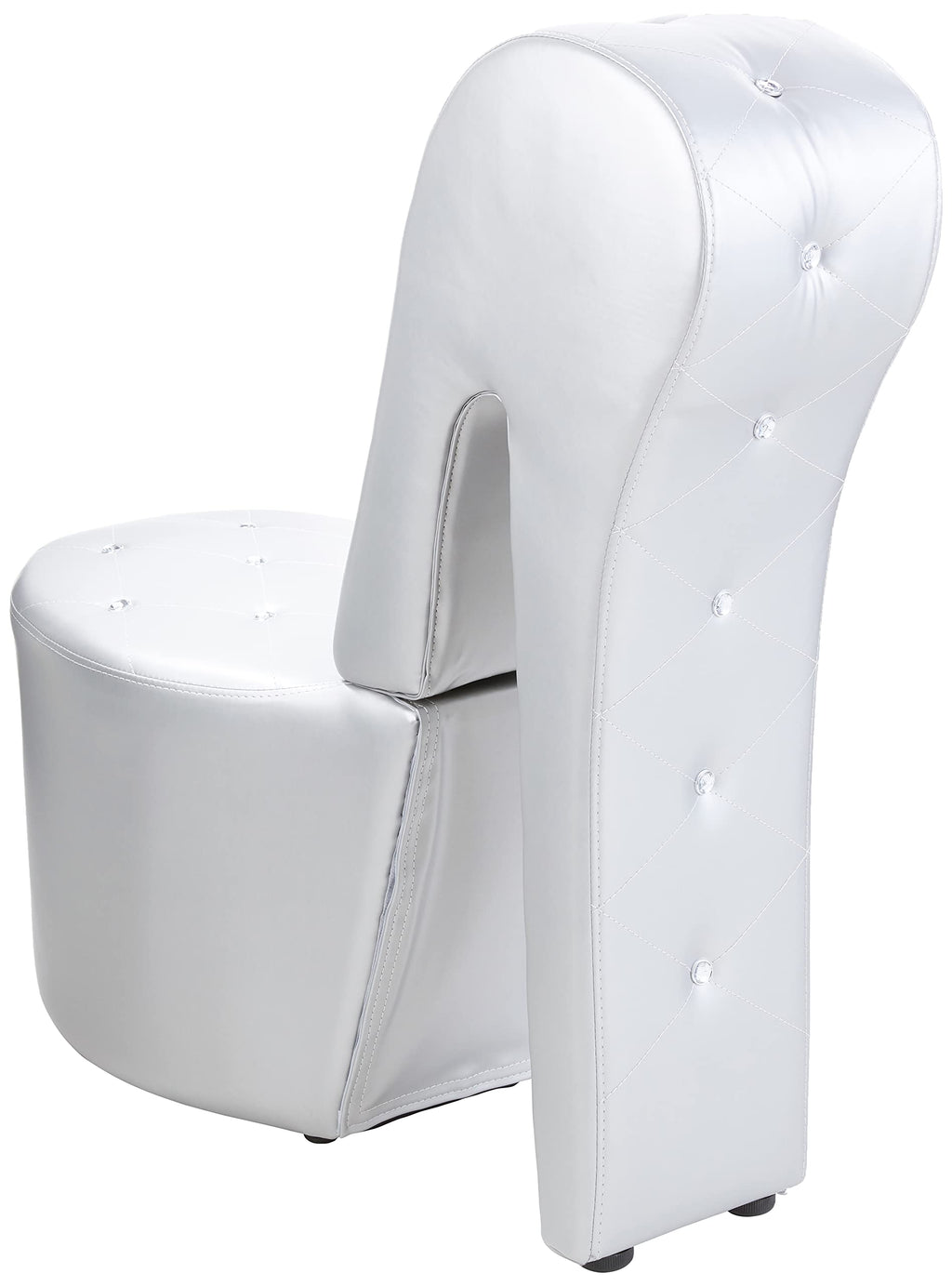 Best Master Furniture High Heel Faux Leather Shoe Chair With Crystal Studs, Silver