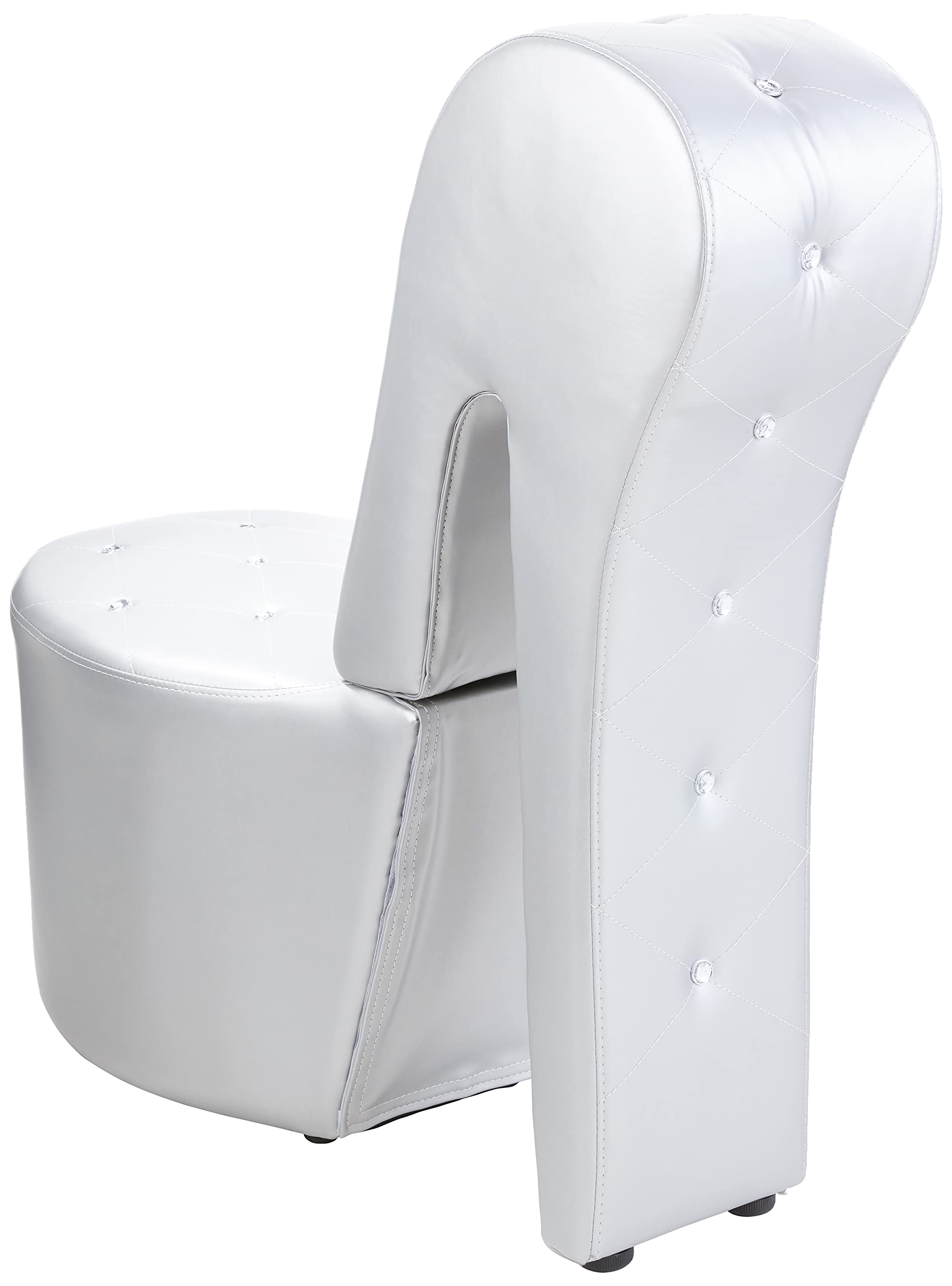 Best Master Furniture High Heel Faux Leather Shoe Chair With Crystal Studs, Silver