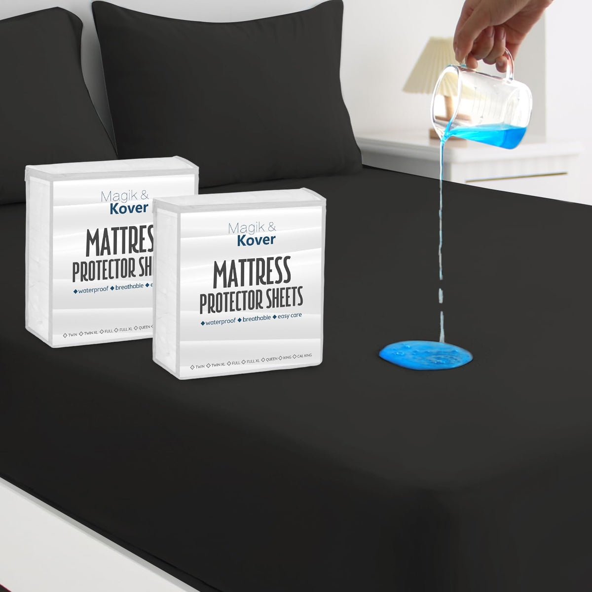 2 Pack Queen Mattress Protector Waterproof Cover, Waterproof Bed Queen Fitted Sheet Only, Machine Washable 18' Deep Pocket Quee