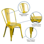 Flash Furniture Commercial Grade Distressed Yellow Metal Indoor-Outdoor Stackable Chair