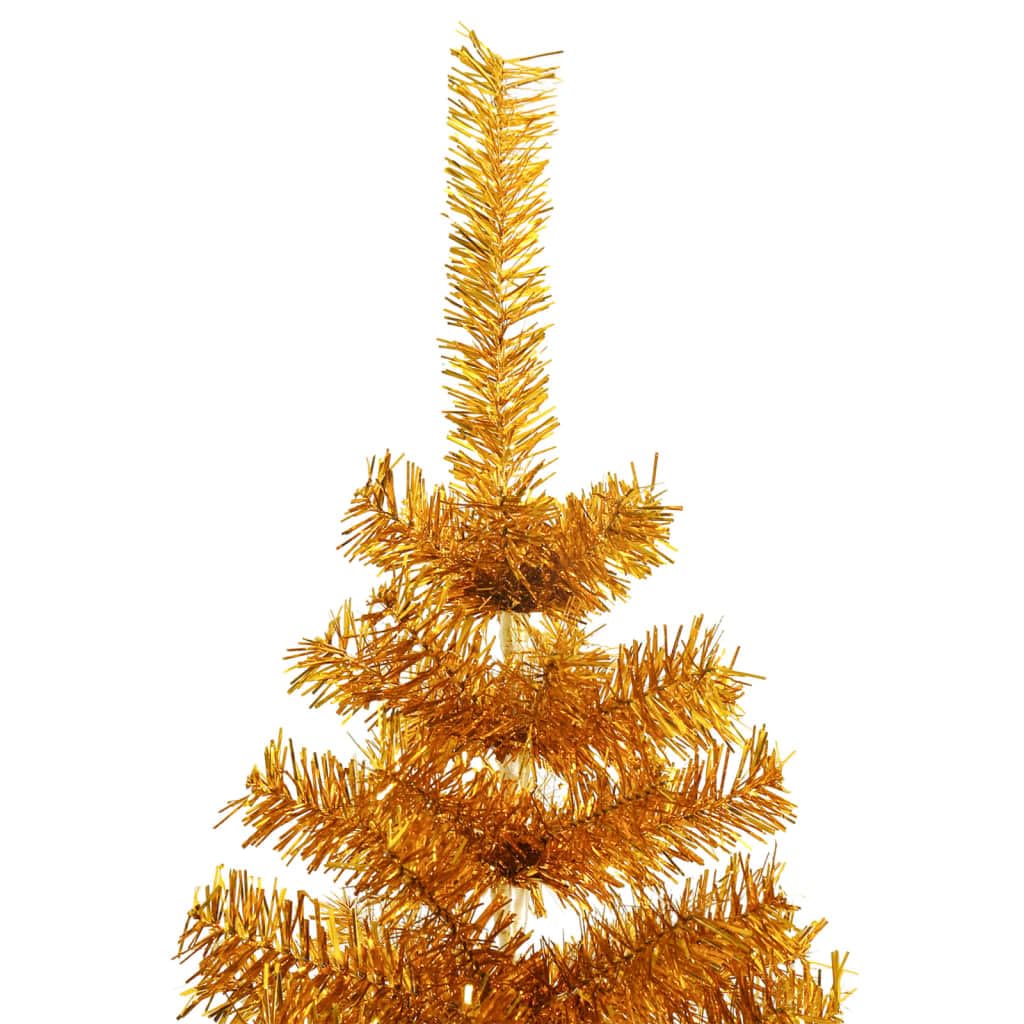 Vidaxl 8Ft Gold Artificial Christmas Tree With Steel Stand - Sturdy, Reusable, Pet Material, Indoor/Outdoor Suitable, 1300 Tips