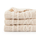 Battilo Cream White Ivory Throw Blanket For Couch, 51X 67 Inch, Woven Chenille Knit Throw Blanket For Chair, Super Soft Warm Dec