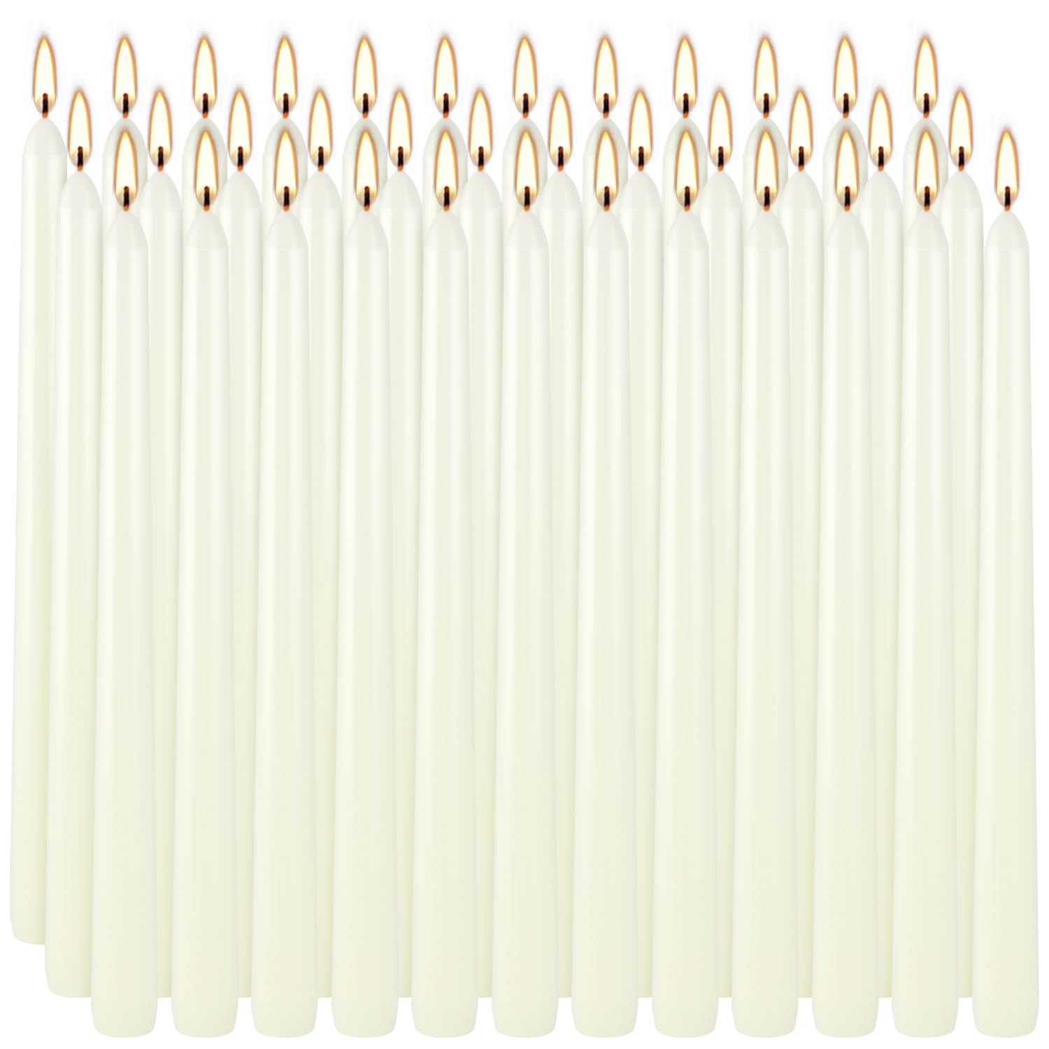YOROXRG 36 Pack Ivory White Taper Candles, 7-8 Hours Burn Time, Unscented, Smokeless and Dripless, 0.8 x 10 Inch Dinner Candle S
