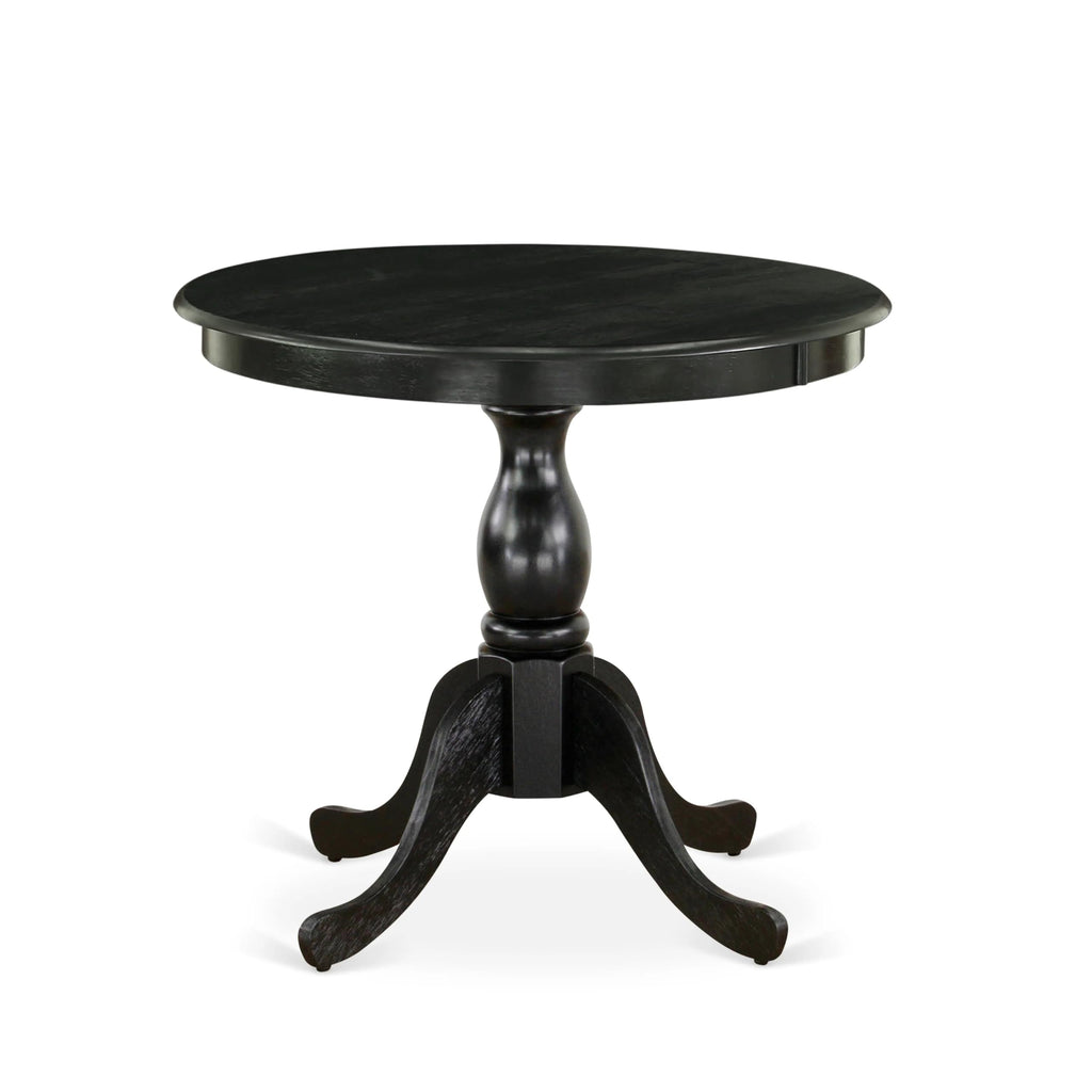 East West Furniture Ast-Blk-Tp Antique Modern Kitchen Table - A Round Dining Table Top With Pedestal Base, 36X36 Inch, Multi-Color