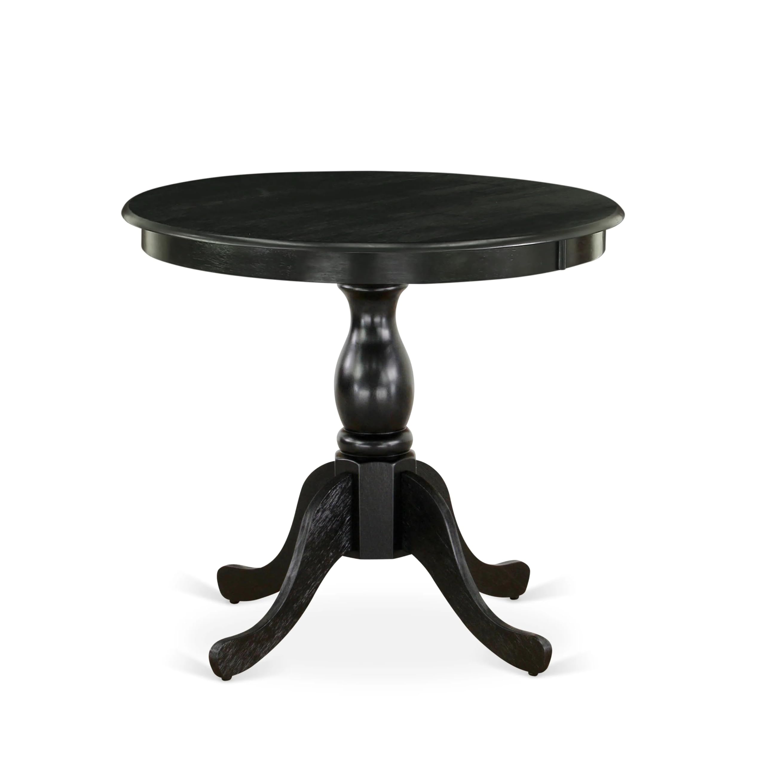 East West Furniture Ast-Blk-Tp Antique Modern Kitchen Table - A Round Dining Table Top With Pedestal Base, 36X36 Inch, Multi-Color